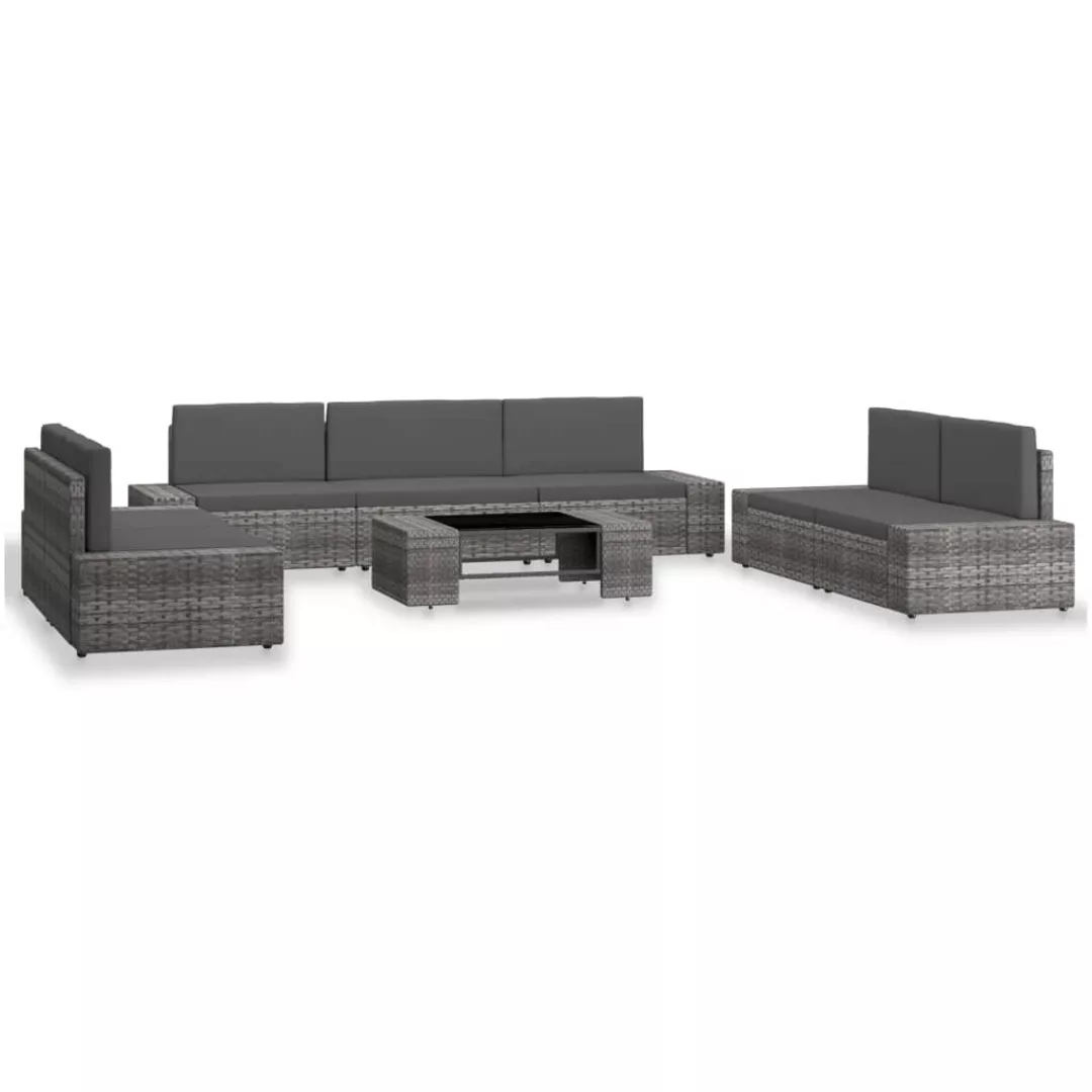 8-tlg. Garten-lounge-set Poly Rattan Grau günstig online kaufen