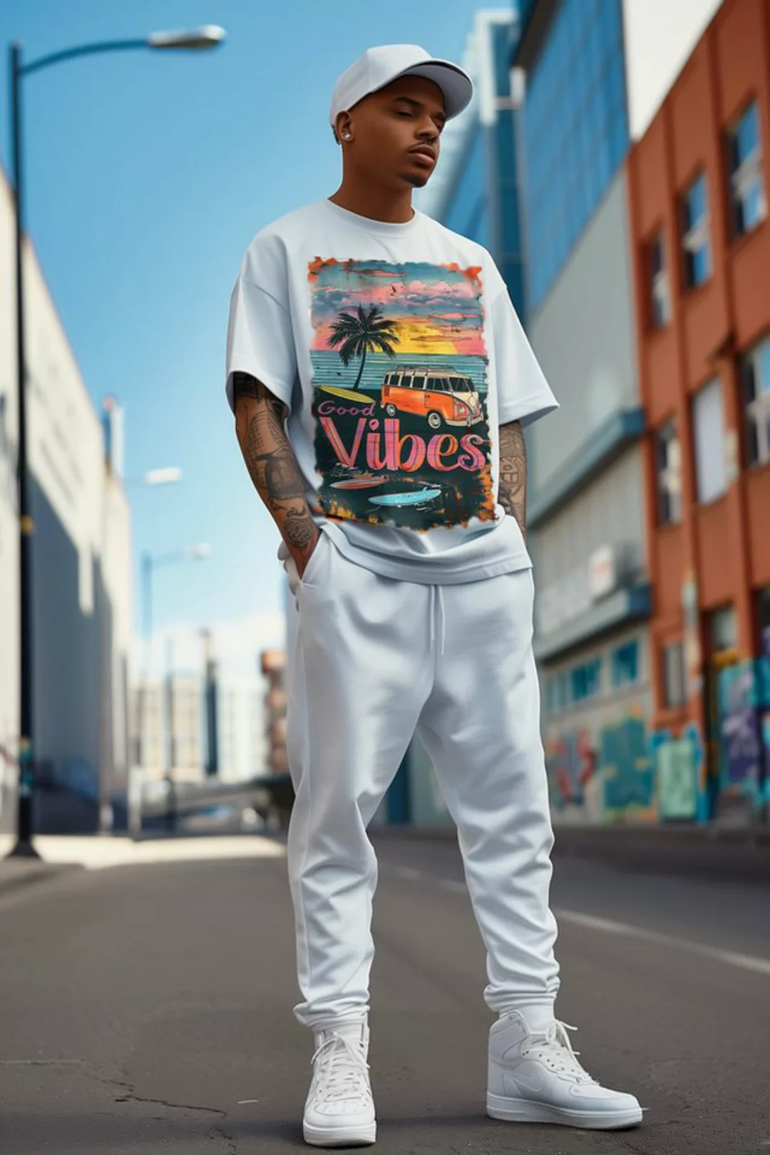 Reichstadt Print-Shirt Casual Oversize T-Shirt 24RS057 Surfside Vibes XXL V günstig online kaufen