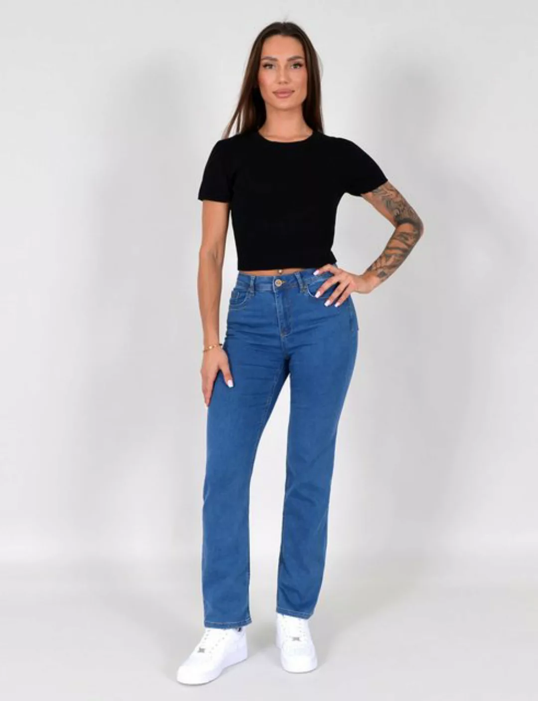 ESRA Straight-Jeans Damen Stretch-Jeans G1400 Straight Jeans Damen High Wai günstig online kaufen