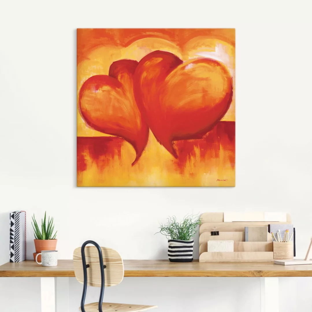 Artland Wandbild »Abstrakte Herzen - Orange«, Herzen, (1 St.), als Leinwand günstig online kaufen