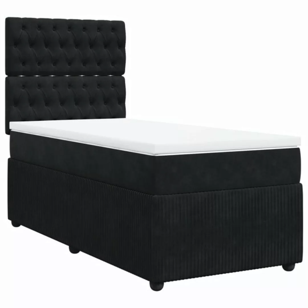 vidaXL Boxspringbett, Boxspringbett mit Matratze Schwarz 100x200 cm Samt günstig online kaufen