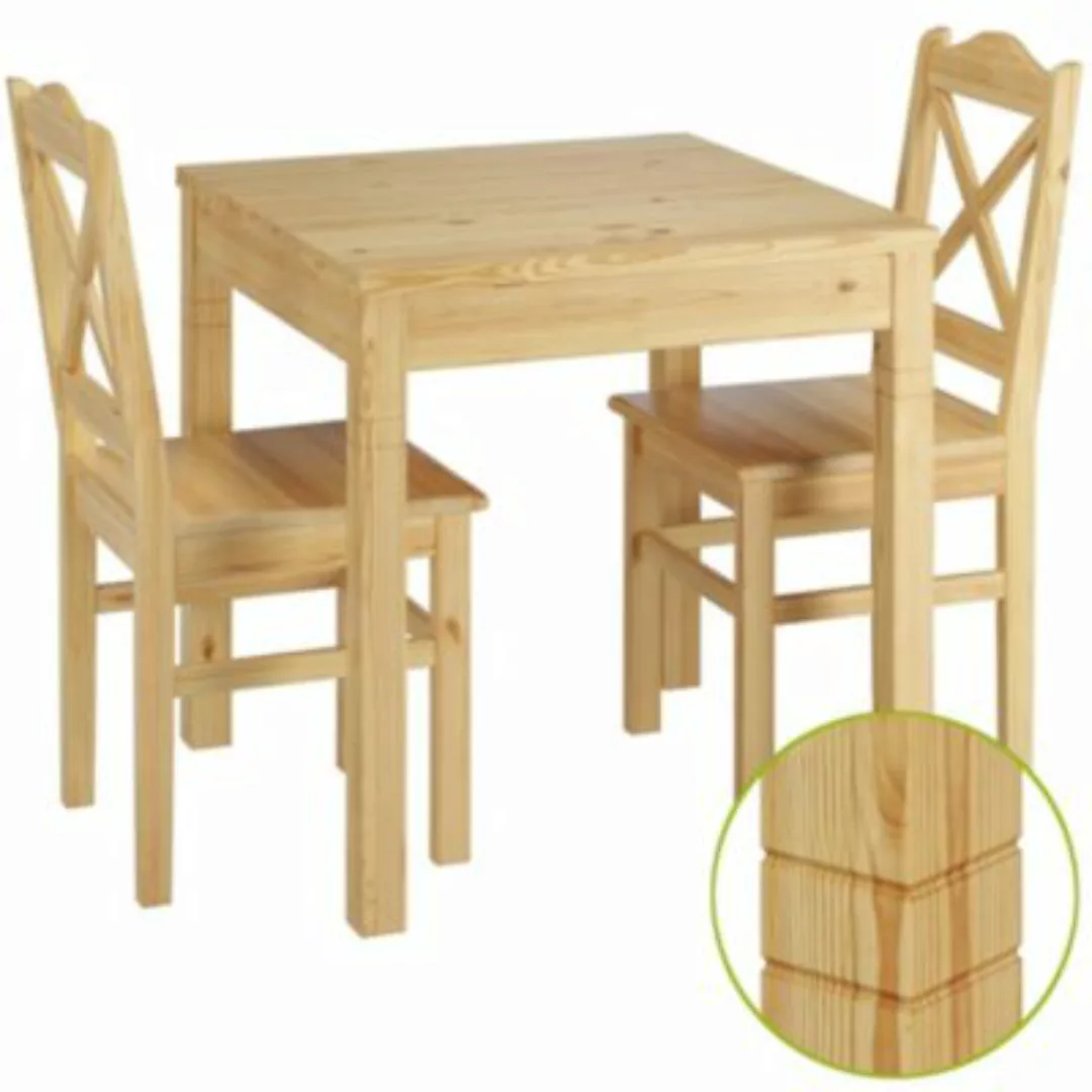 Erst-Holz® Schöne Sitzgruppe mit Tisch und 2 Stühle Kiefer natur Massivholz günstig online kaufen