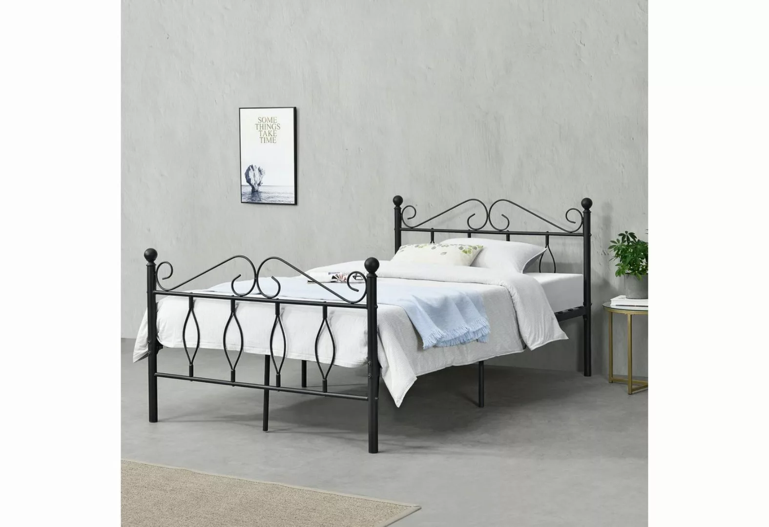 en.casa Metallbett, »Apolda« Metallbett mit Lattenrost schwarz 120x200 cm günstig online kaufen