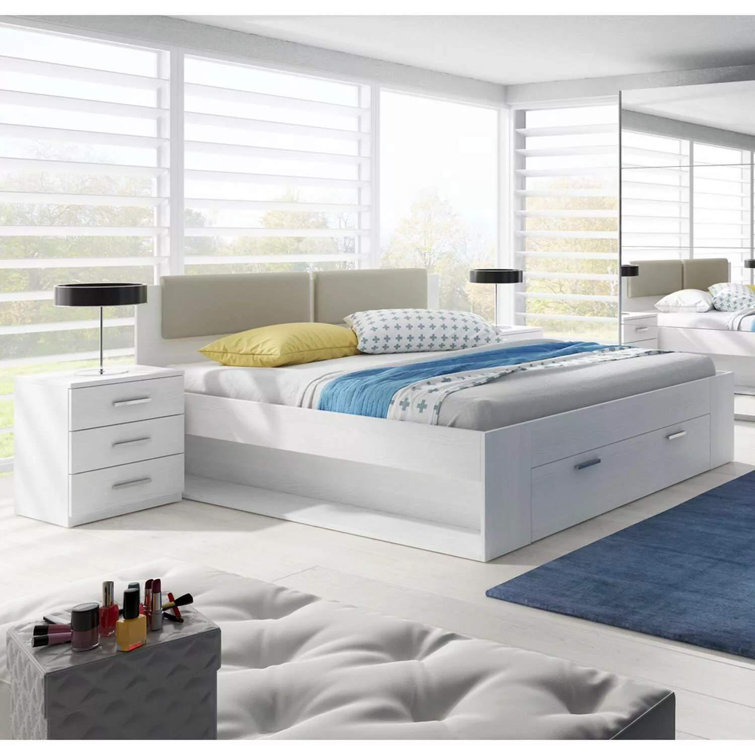Doppelbett Kombination mit Liegefläche 180/200 cm incl. Nachtkommoden GRAZ- günstig online kaufen
