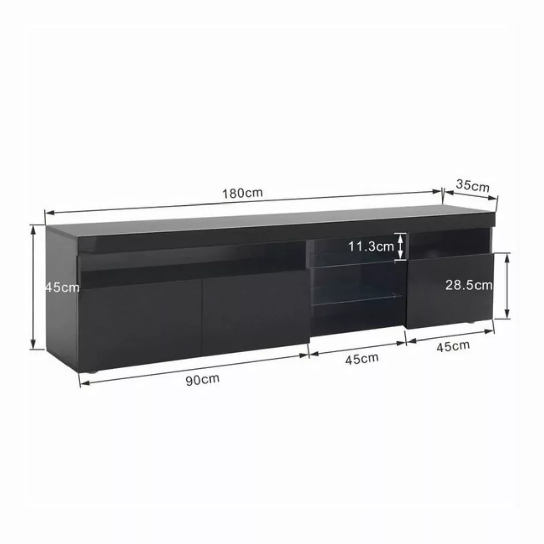 Fangqi TV-Schrank 180x35x45cm TV-Schrank, mit vierfarbigen LED-Leuchten,8 S günstig online kaufen