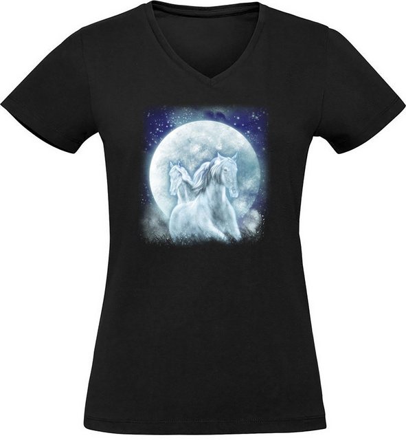 MyDesign24 T-Shirt Damen Pferde Print Shirt bedruckt - Fantasy Pferde vor M günstig online kaufen