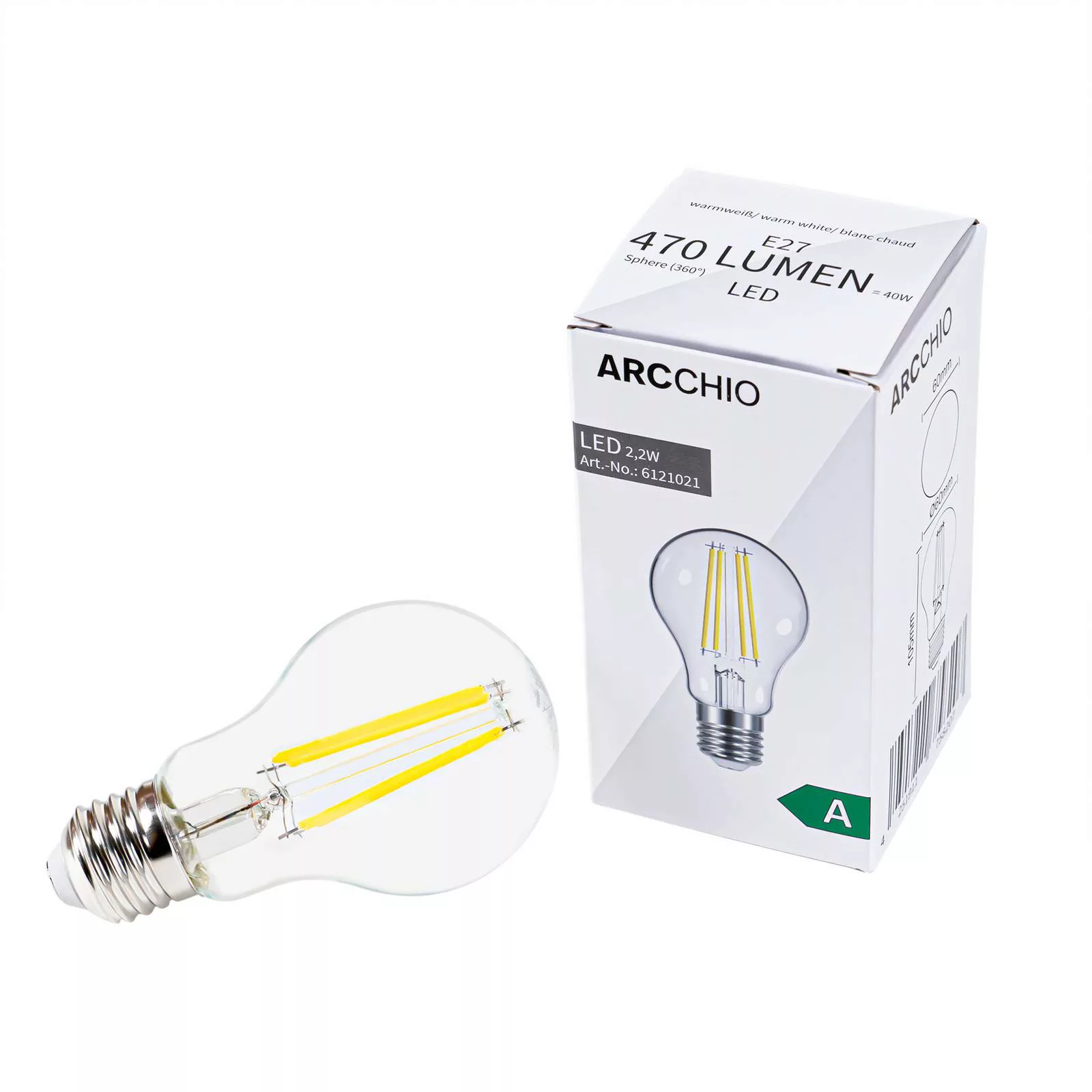 Arcchio LED-Leuchtmittel, Filament, E27, klar, 2,2W, 2700K günstig online kaufen