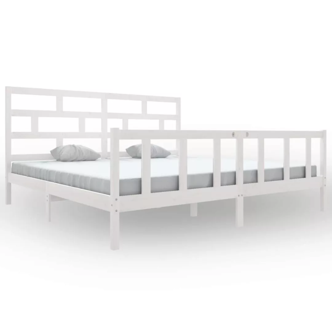 vidaXL Bettgestell Massivholzbett Weiß Kiefer 200x200 cm Doppelbett Bett Be günstig online kaufen