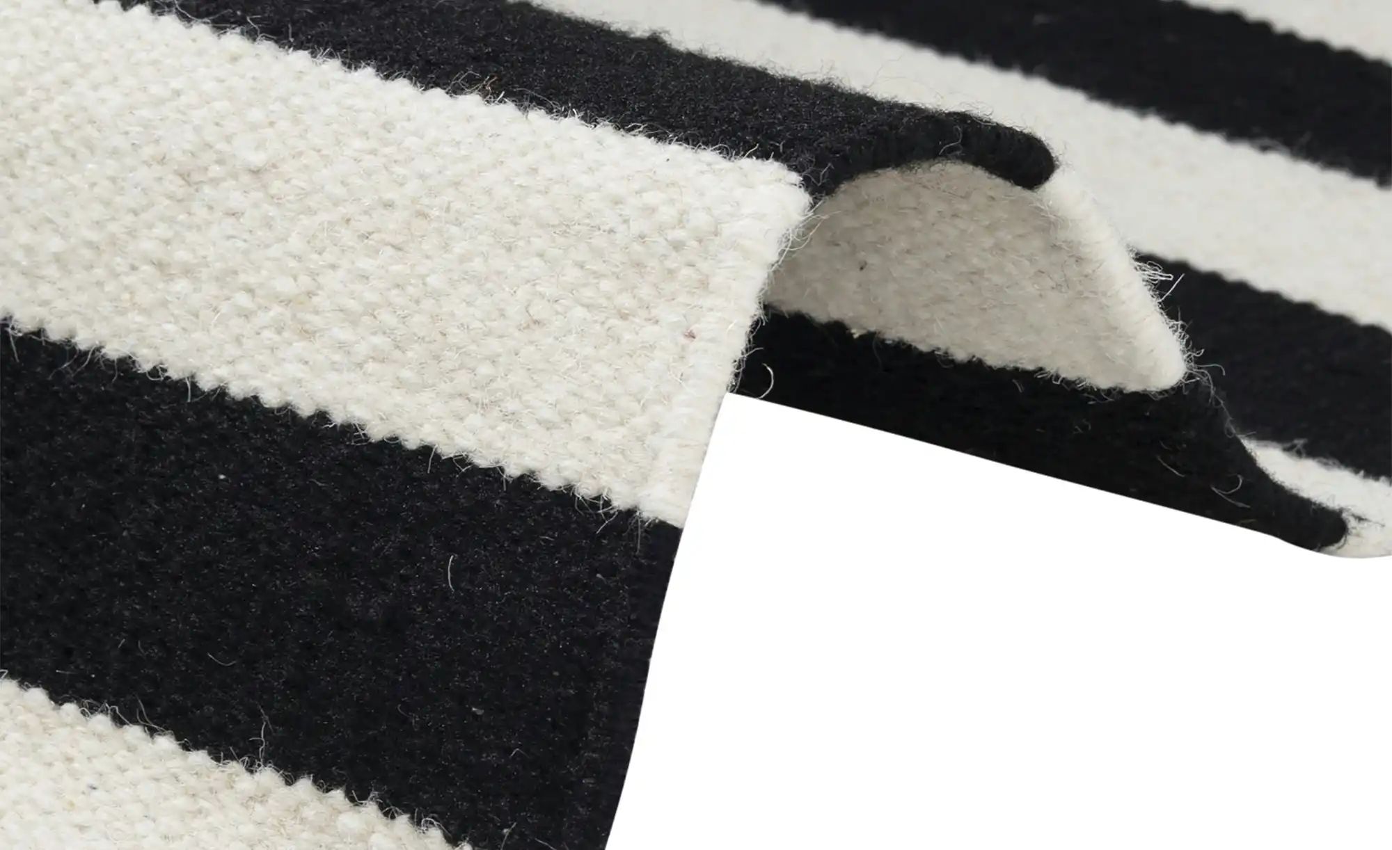 HANSE Home Wollteppich »Donna, schwarz-weiss«, rechteckig, 5 mm Höhe, Handg günstig online kaufen
