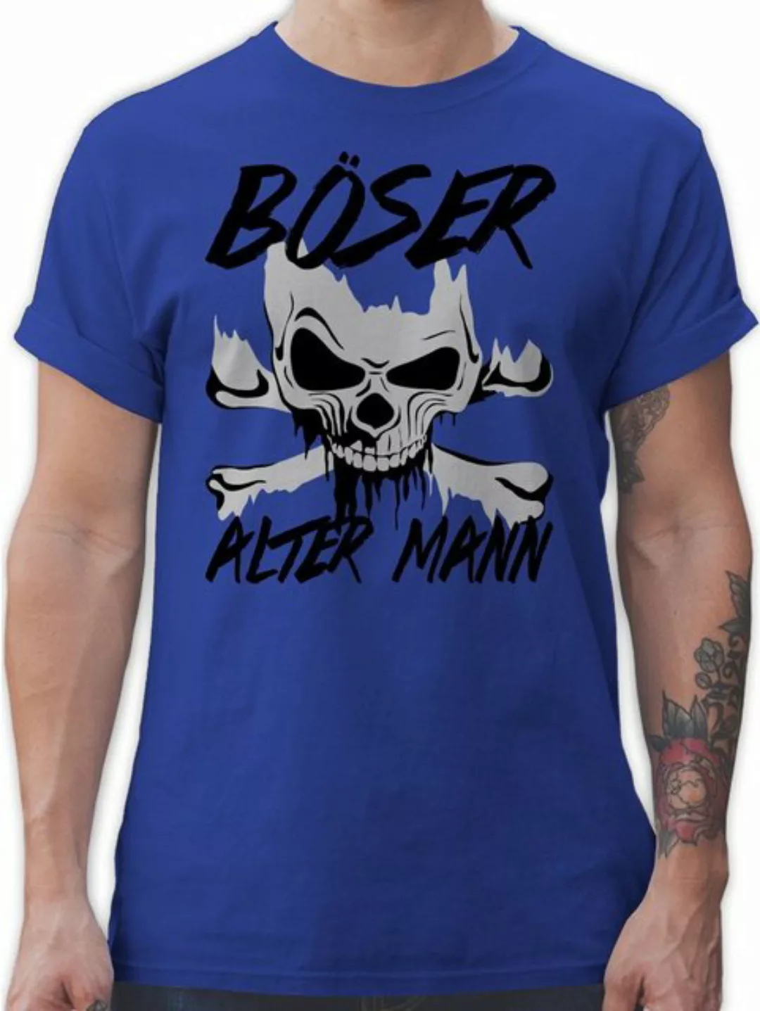 Shirtracer T-Shirt Böser alter Mann - grau - Piraten & Totenkopf - Herren P günstig online kaufen