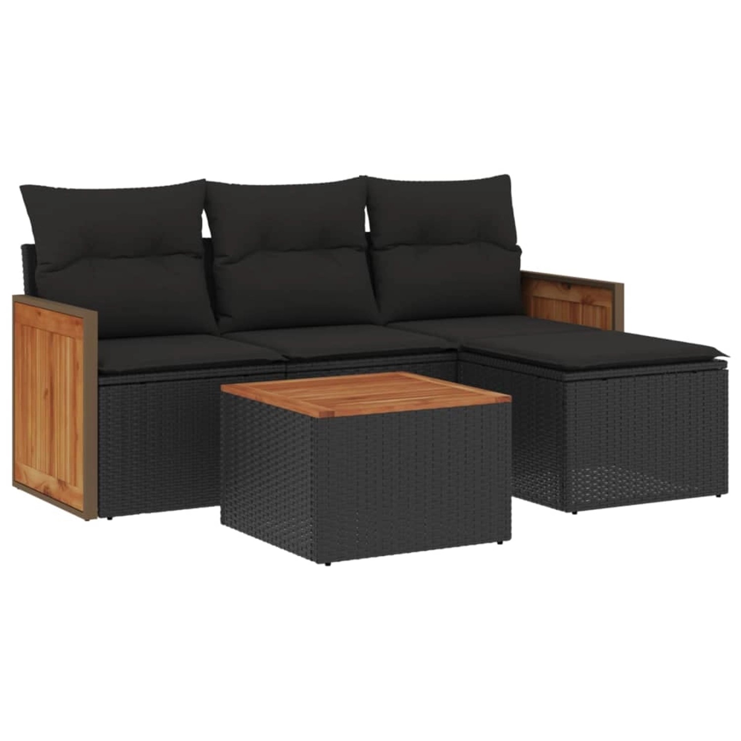 vidaXL 5-tlg Garten-Sofagarnitur mit Kissen Schwarz Poly Rattan Modell 80 günstig online kaufen