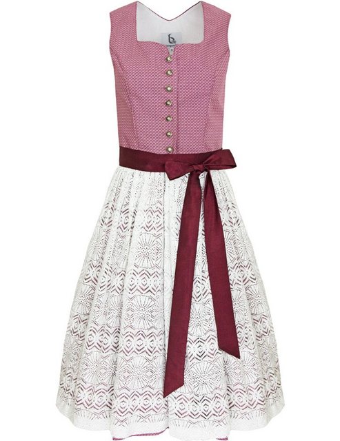 Dirndl für Damen "Salloa" 51157 - Bordeaux Weiß 65cm, Traditionell mit Spit günstig online kaufen