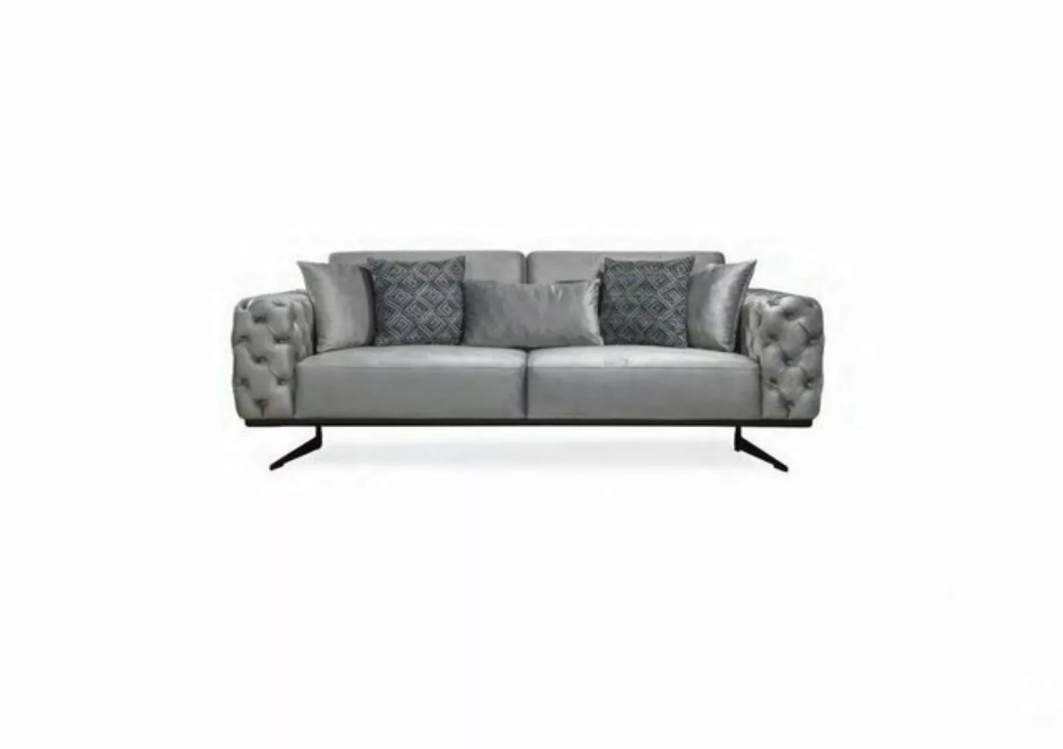 JVmoebel 3-Sitzer Graue Chesterfield Couch Designer Wohnzimmer Polster Möbe günstig online kaufen