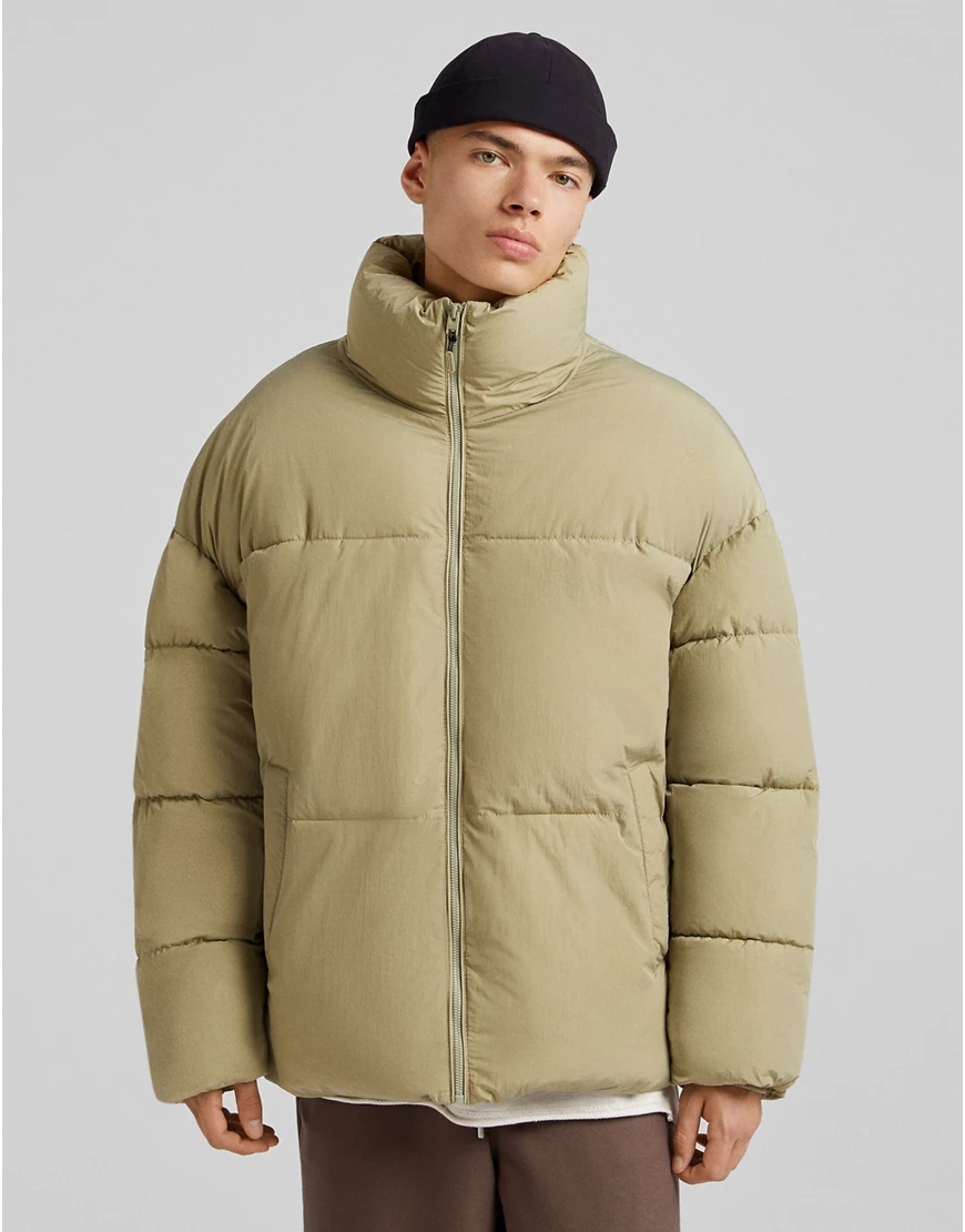 Bershka – Pufferjacke in Khaki-Grün günstig online kaufen