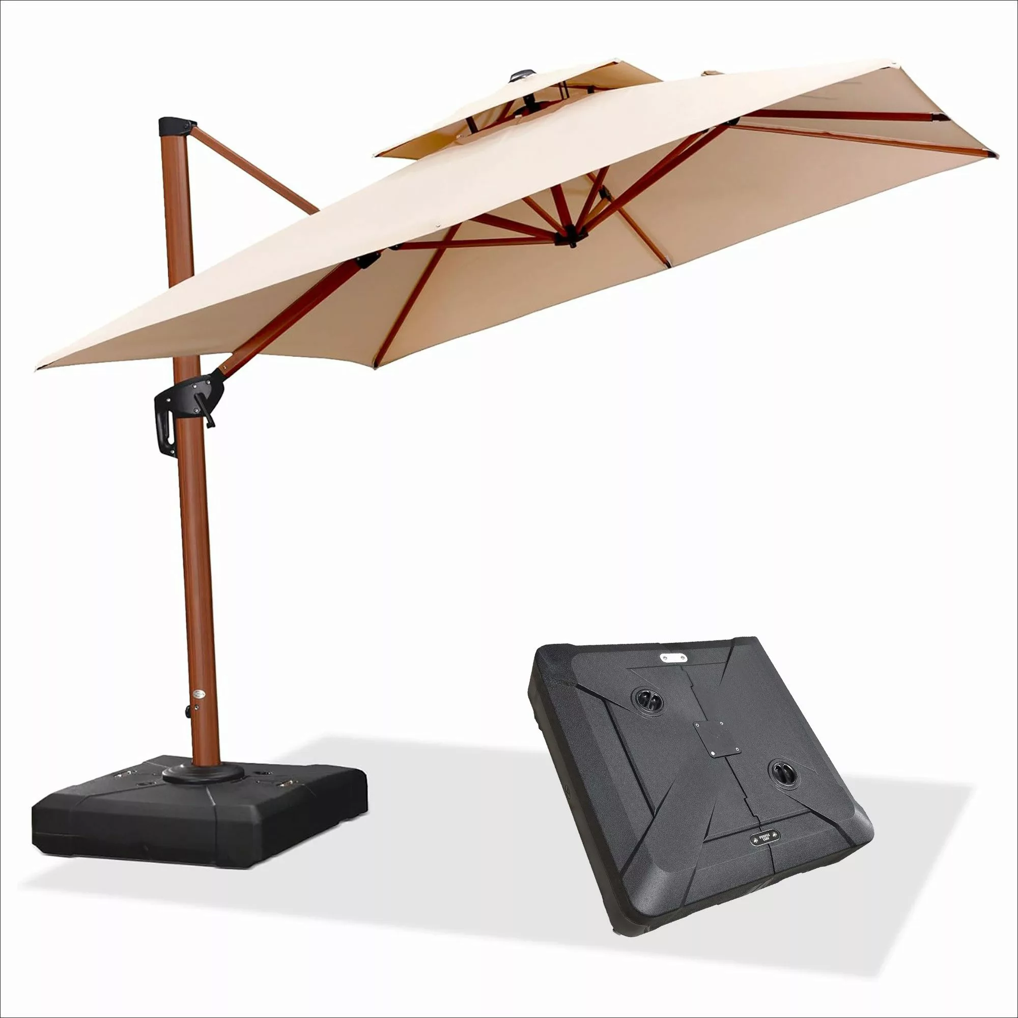 PURPLE LEAF Ampelschirm Außenbereich Holzoptik Sonnenschirm, günstig online kaufen