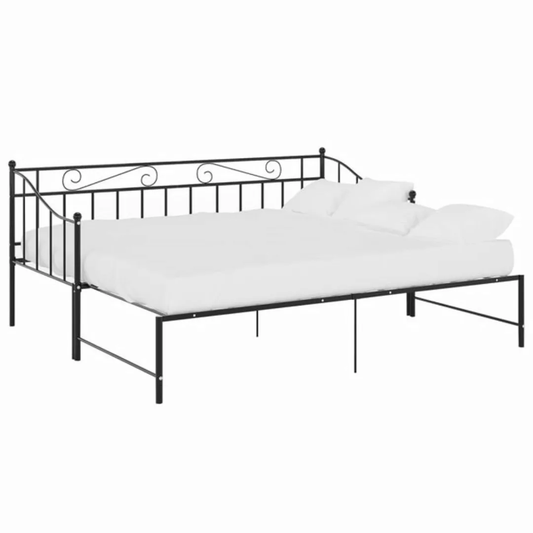 vidaXL Gästebett Ausziehsofa Bettgestell Schwarz Metall 90x200 cm Einzelbet günstig online kaufen