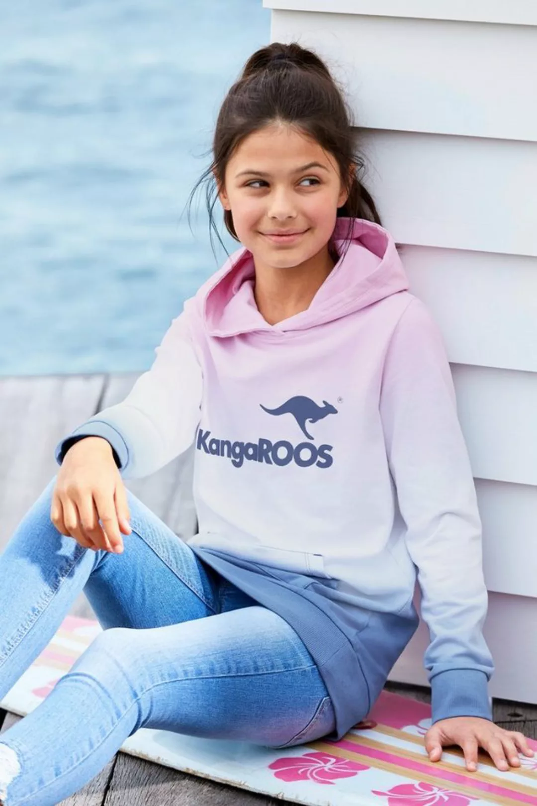 KangaROOS Kapuzensweatshirt, Longsweatshirt mit Farbverlauf Langarm mit Bün günstig online kaufen