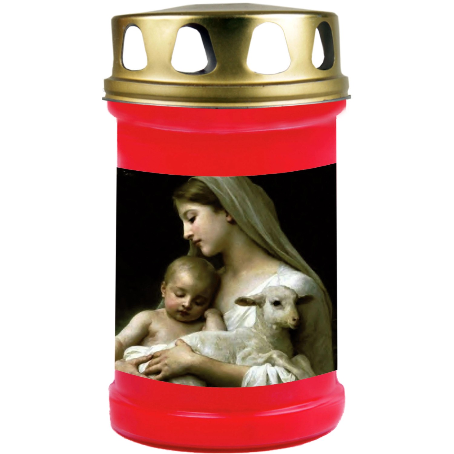 HS Candle Grabkerze Rot 48h Deckel Gold Maria & Lamm günstig online kaufen