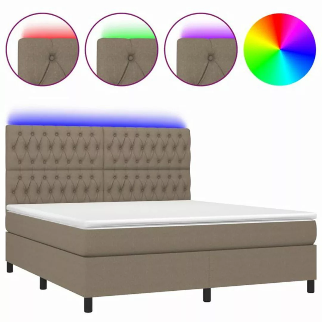 vidaXL Boxspringbett Boxspringbett mit Matratze LED Taupe 180x200 cm Stoff günstig online kaufen