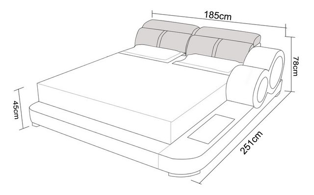 Xlmoebel Bett Großes Designer-Bett aus Leder mit Polsterung, 160x200cm, Hot günstig online kaufen