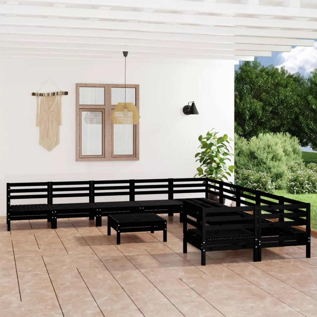 11-tlg. Garten-lounge-set Schwarz Massivholz Kiefer günstig online kaufen