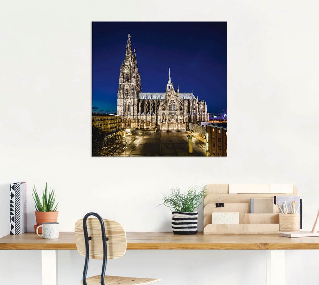 Artland Alu-Dibond-Druck "Kölner Dom am Abend", Gebäude, (1 St.), für Innen günstig online kaufen