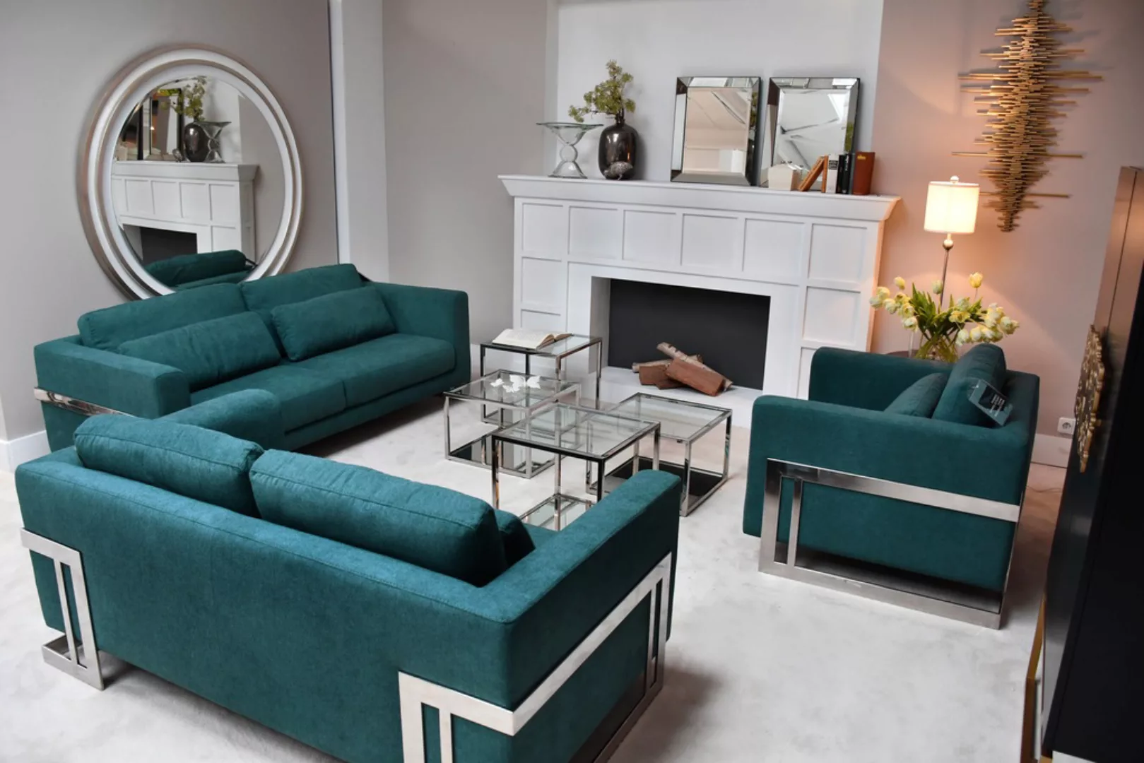 Leonique 2-Sitzer »New York«, Petrolblaues 2-Sitzer Sofa, Edelstahlgestell, günstig online kaufen