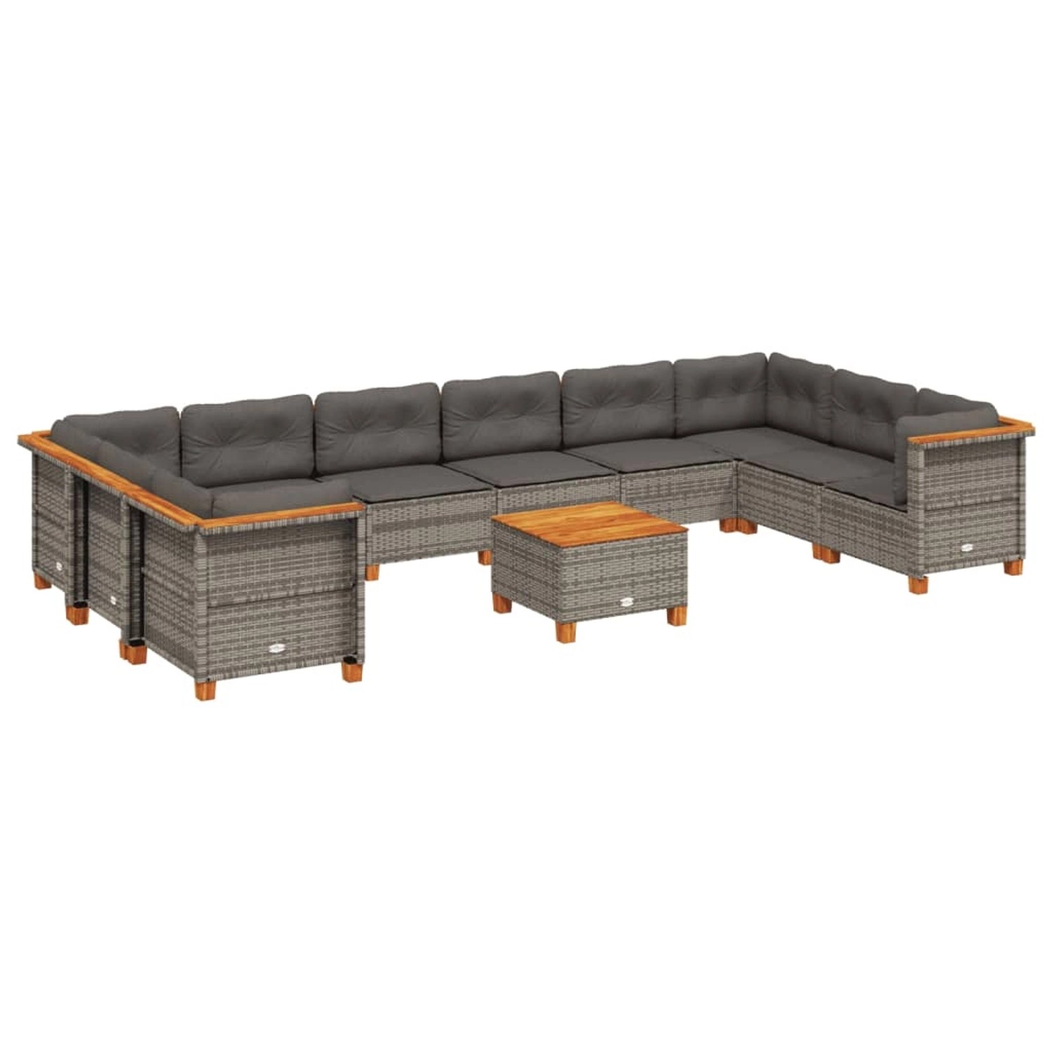 vidaXL 11-Tlg Garten-Sofagarnitur mit Kissen Grau Poly Rattan 3262026 günstig online kaufen