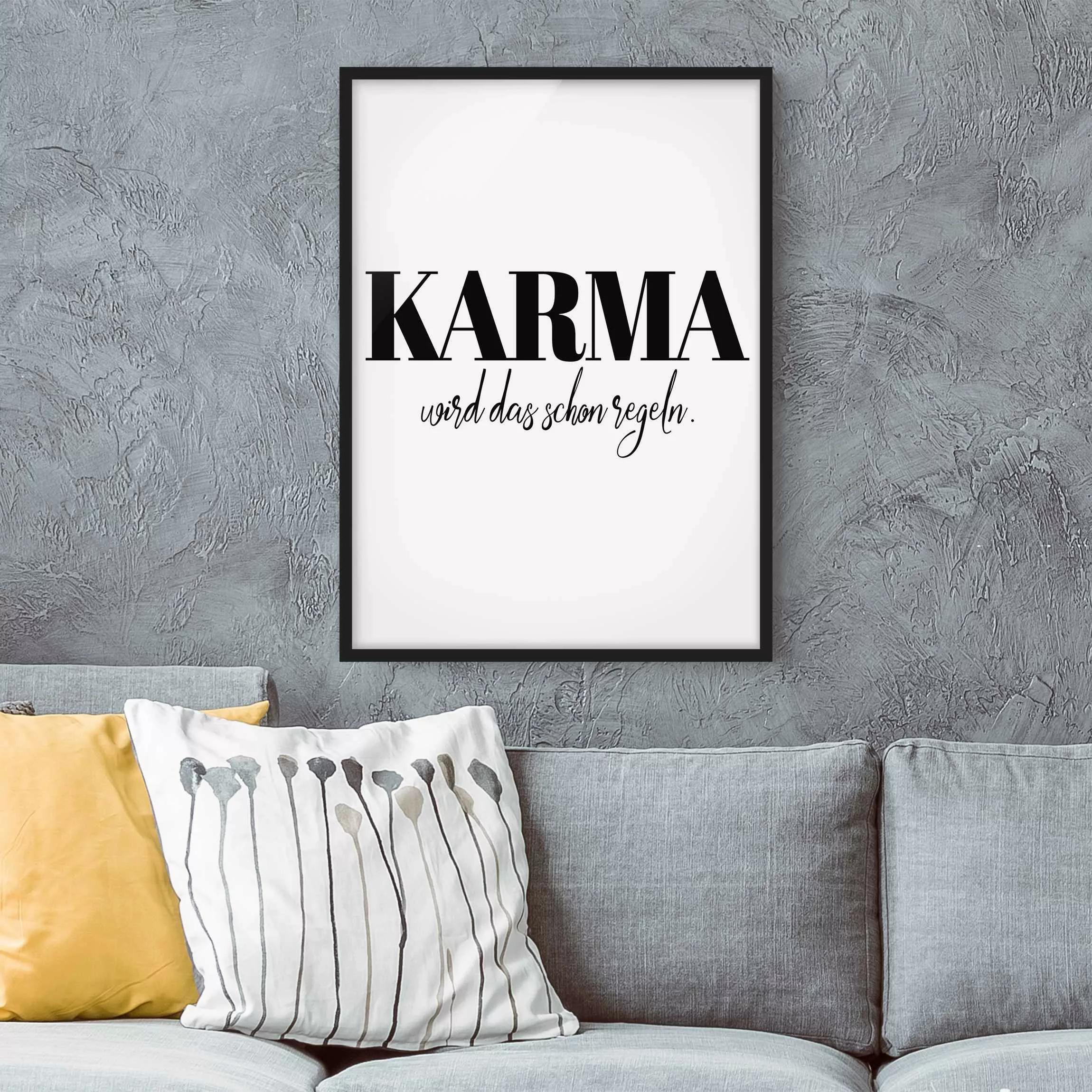 Bild mit Rahmen Spruch - Hochformat Karma wird das schon regeln günstig online kaufen
