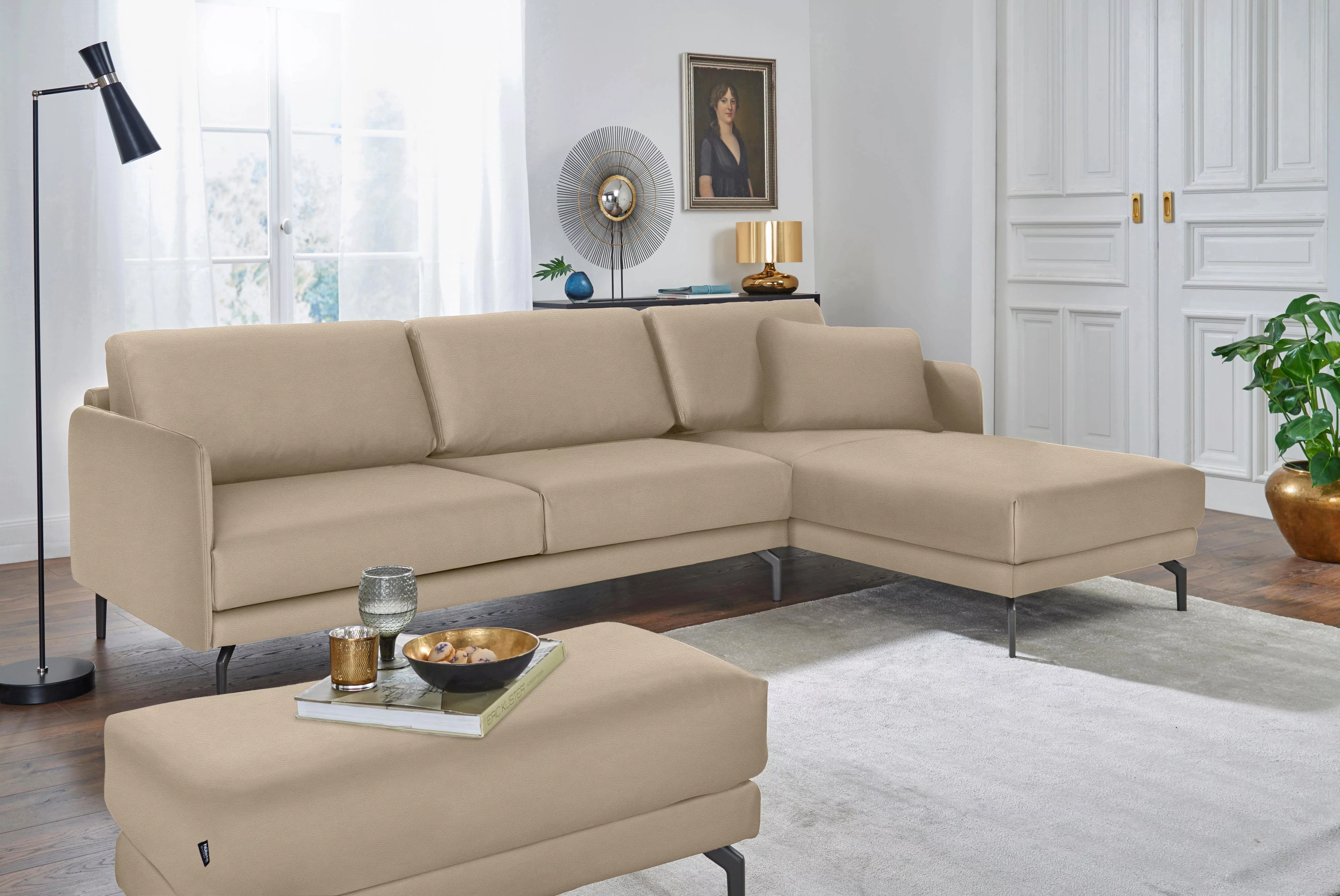 hülsta sofa Ecksofa »hs.450«, Armlehne sehr schmal, Breite 234 cm, Alugussf günstig online kaufen