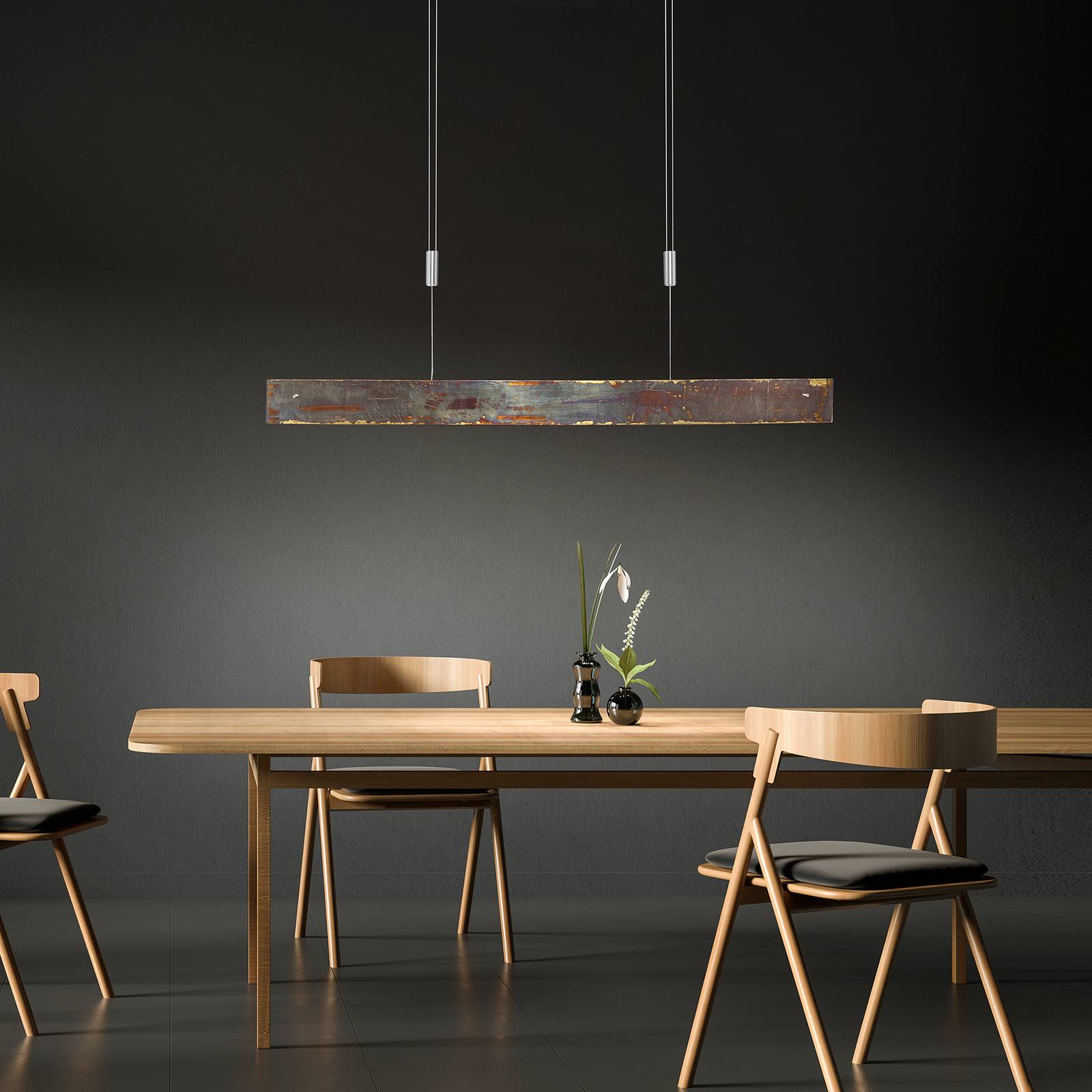 Quitani LED-Hängelampe Malu, gold oxidiert, Länge 100 cm günstig online kaufen