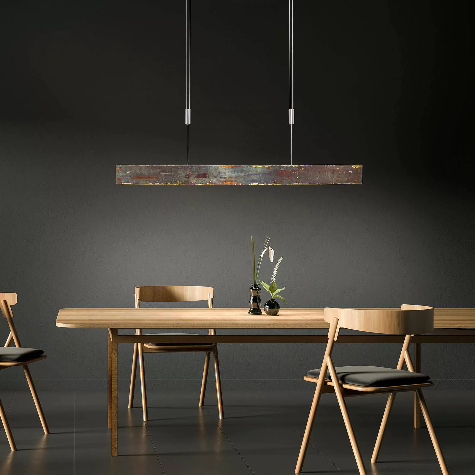 Quitani LED-Hängelampe Malu, gold oxidiert, Länge 119 cm günstig online kaufen