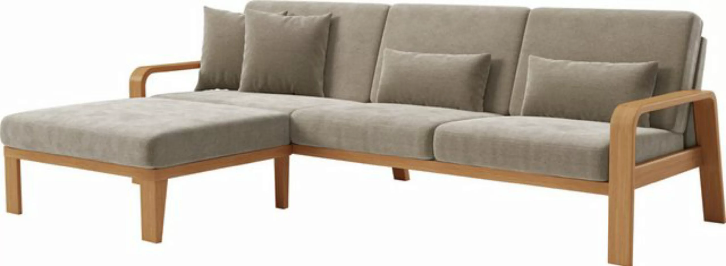 sit&more Ecksofa "Kolding L-Form", Armlehnen aus Buchenholz in natur, versc günstig online kaufen