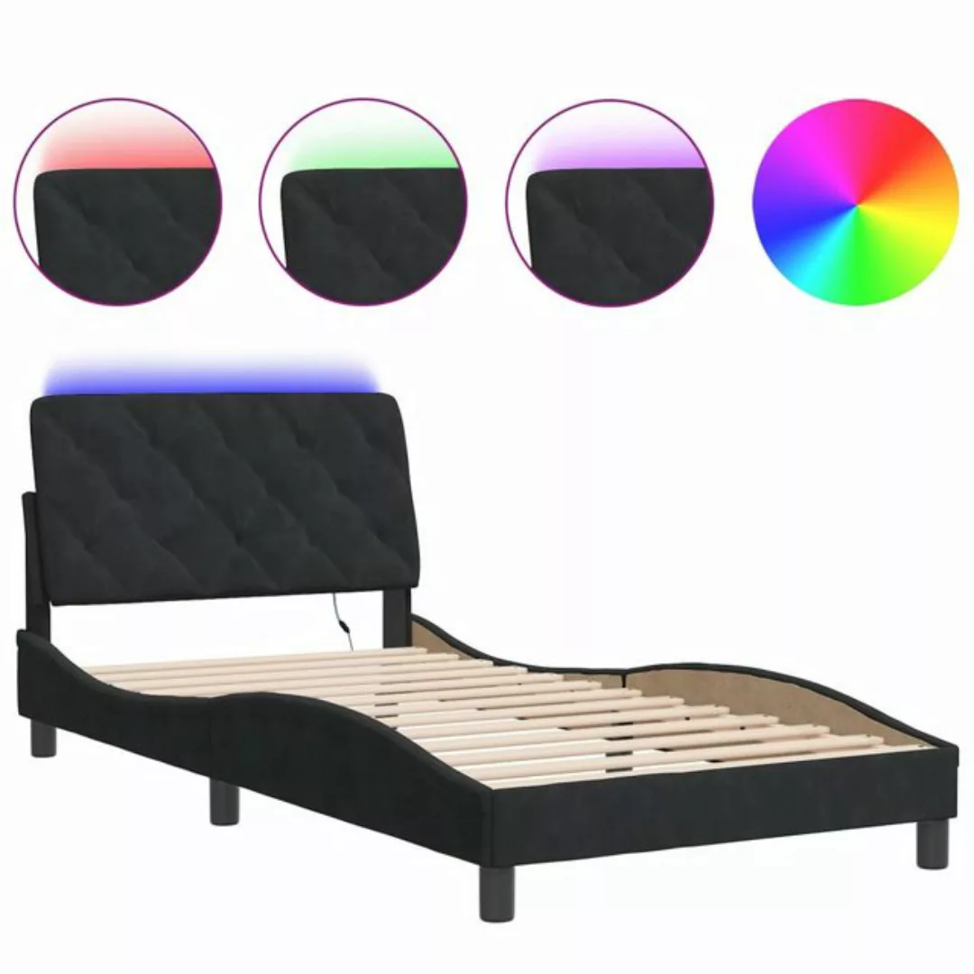 vidaXL Bett Bettgestell mit LED-Leuchten Schwarz 100x200 cm Samt günstig online kaufen