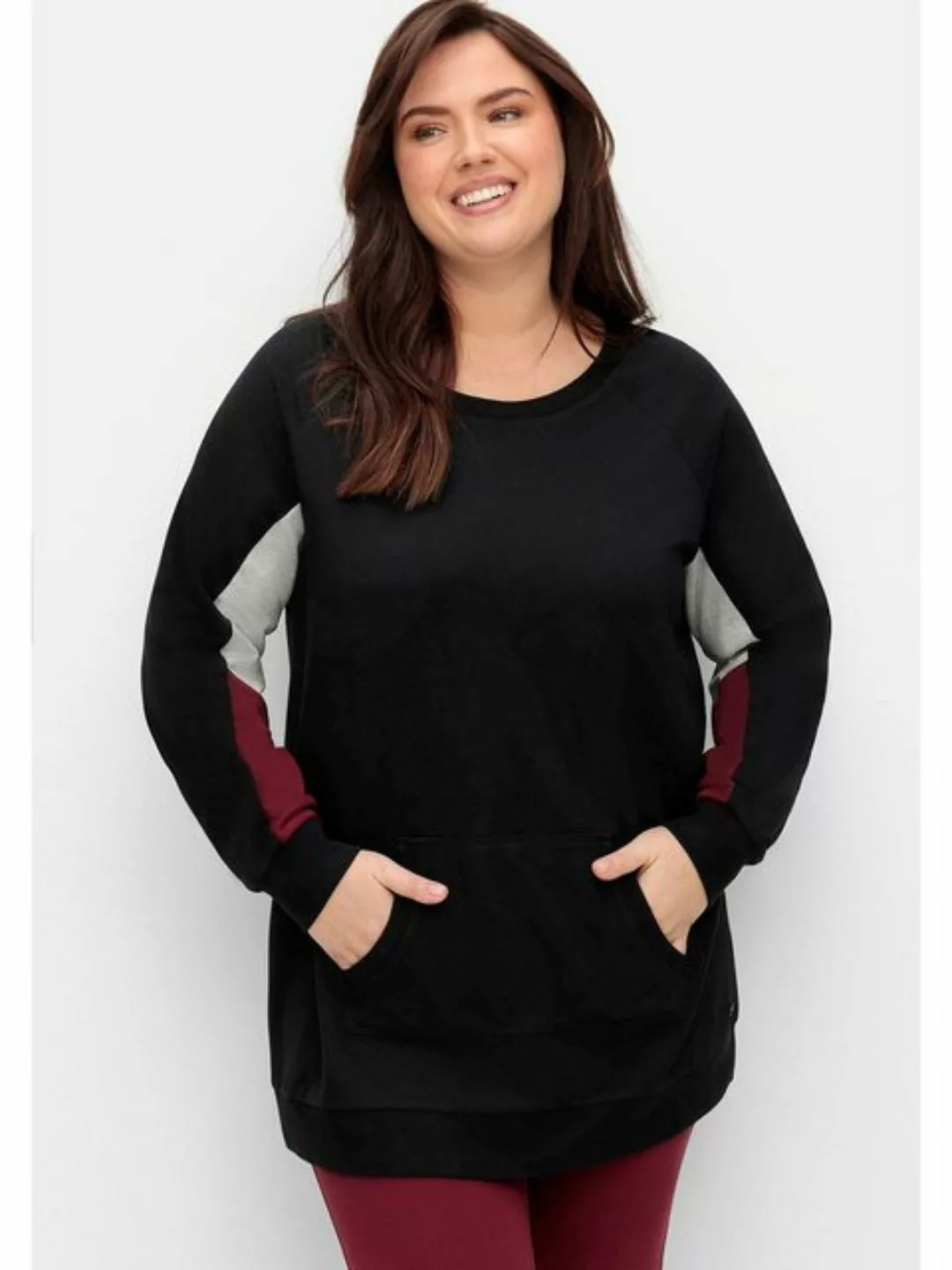 Sheego Sweatshirt Große Größen mit Kontrast-Raglanärmeln günstig online kaufen
