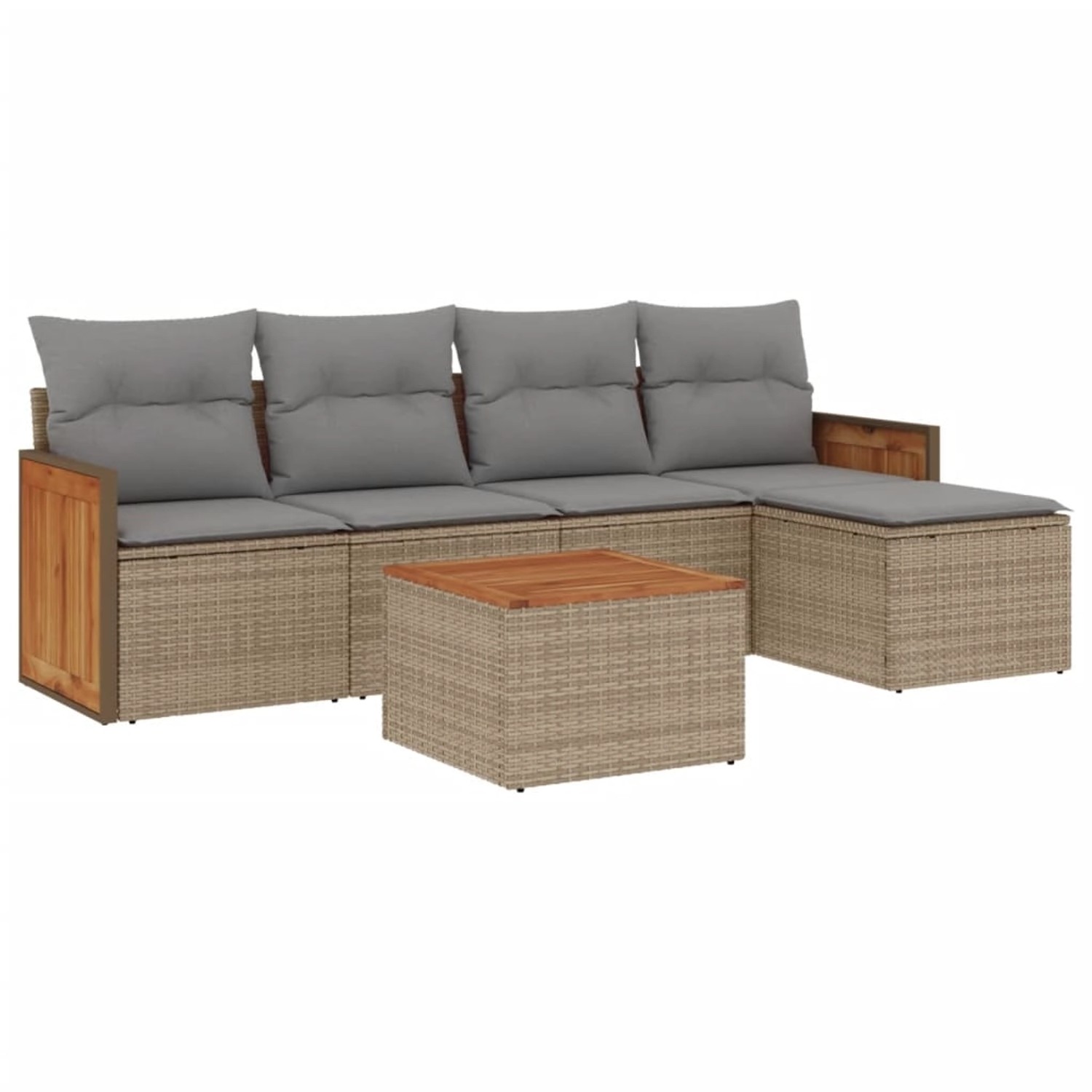 vidaXL 6-Tlg Garten-Sofagarnitur mit Kissen Beige Poly Rattan 3227606 günstig online kaufen