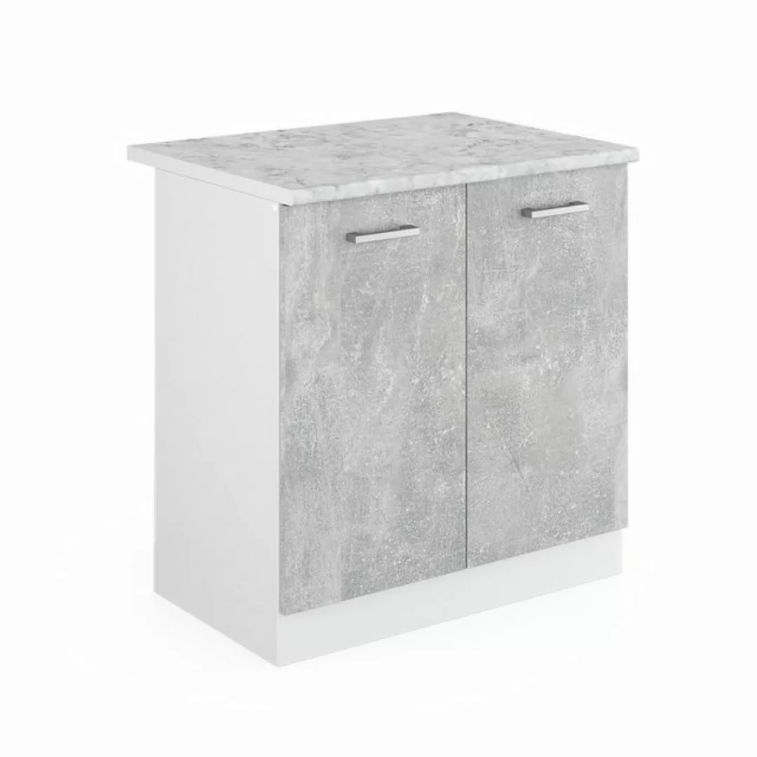 Vicco Spülenunterschrank R-Line, Beton/Weiß, 80 cm, AP Marmor günstig online kaufen