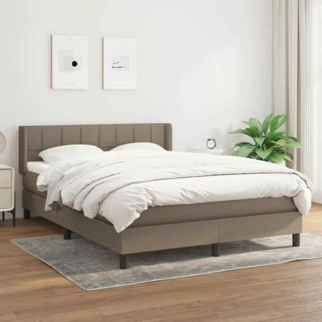 vidaXL Bettgestell Boxspringbett mit Matratze Taupe 140x200 cm Stoff Bett B günstig online kaufen