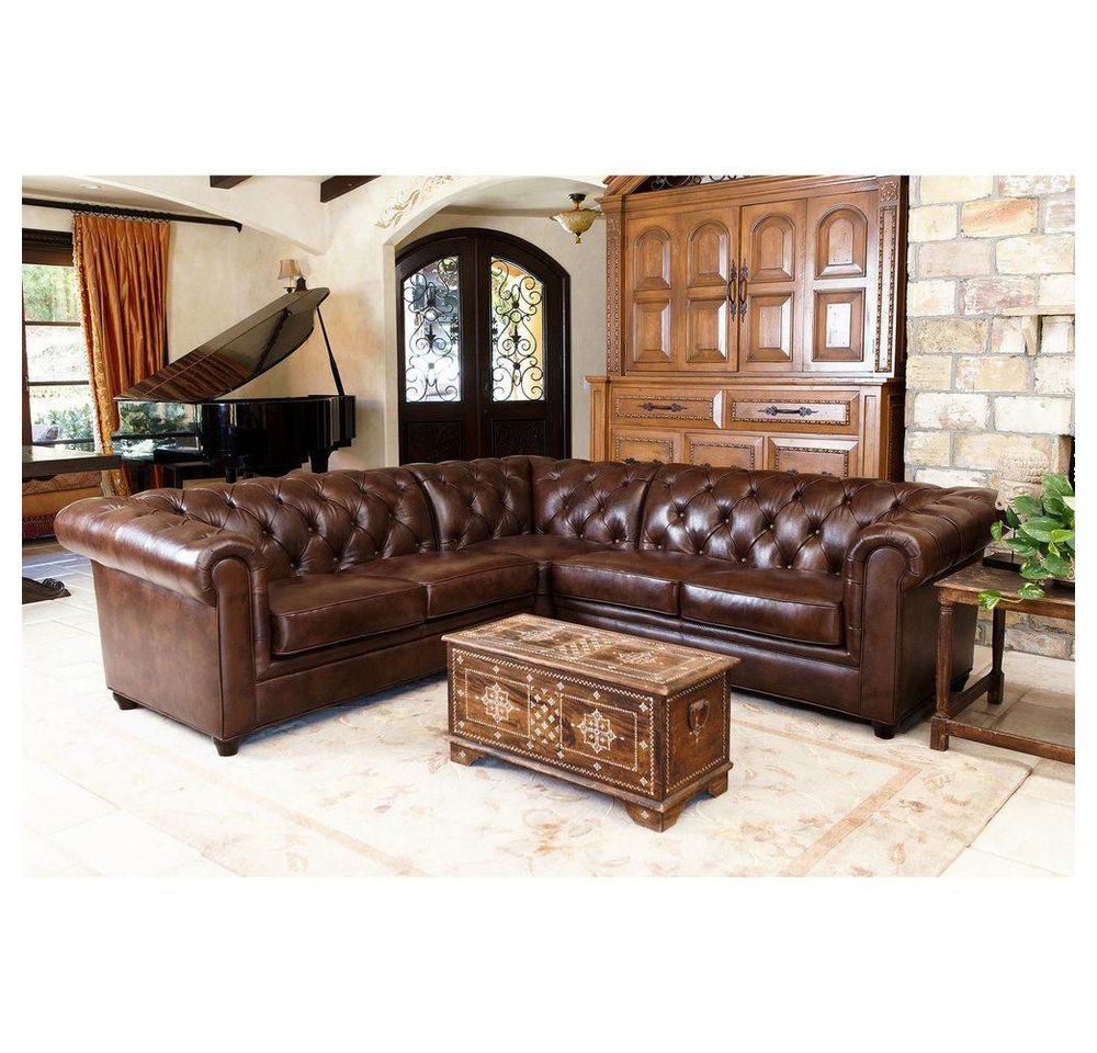 Xlmoebel Ecksofa Ecksofa Chesterfield Ledercouch Polstermöbel Eckcouch Desi günstig online kaufen