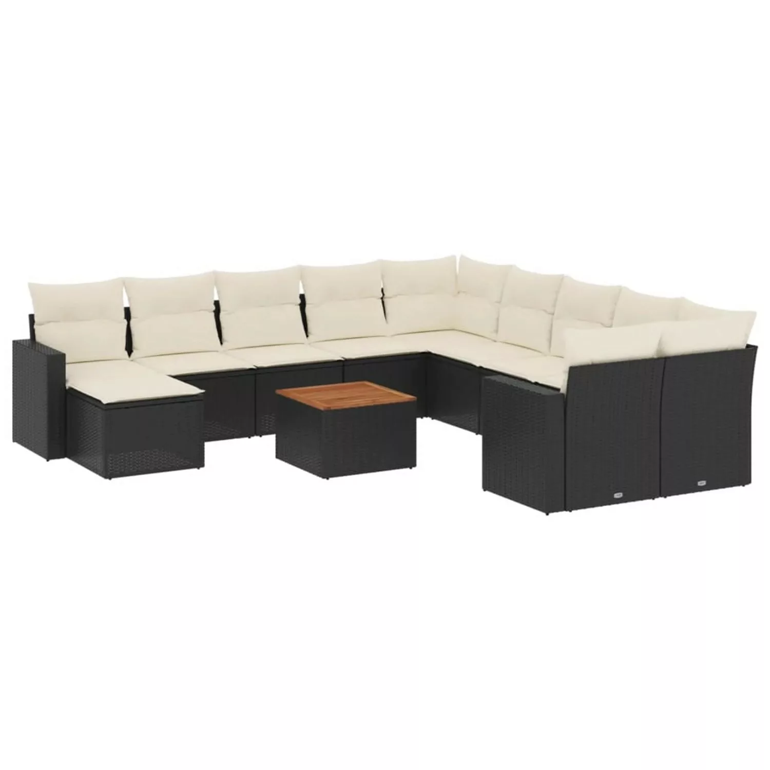 vidaXL 14-tlg Garten-Sofagarnitur mit Kissen Schwarz Poly Rattan Modell 16 günstig online kaufen