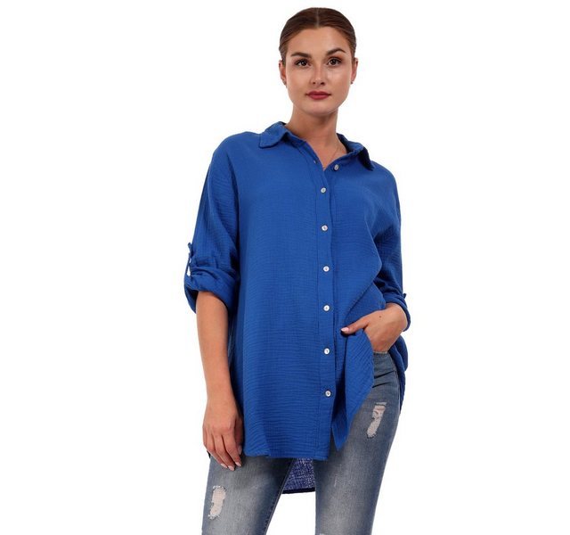 YC Fashion & Style Hemdbluse Bluse Oversized Long bluse Herrlich weicher Mu günstig online kaufen