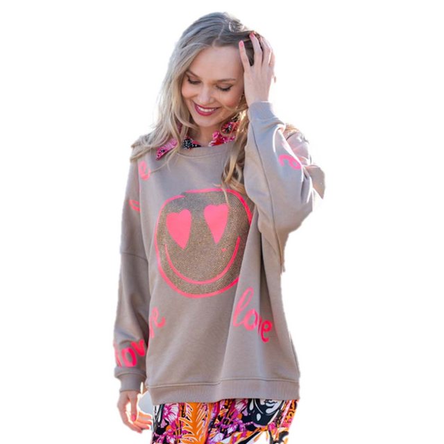 Miss Goodlife Sweatshirt Miss Goodlife Sweatshirt Heartface Love Strass, Sa günstig online kaufen