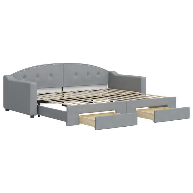 vidaXL Bett, Tagesbett Ausziehbar mit Schubladen Hellgrau 90x200 cm Stoff günstig online kaufen