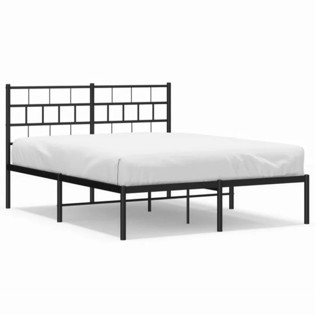 vidaXL Bettgestell Bettrahmen mit Kopfteil Metall Schwarz 140x200 cm Bett B günstig online kaufen