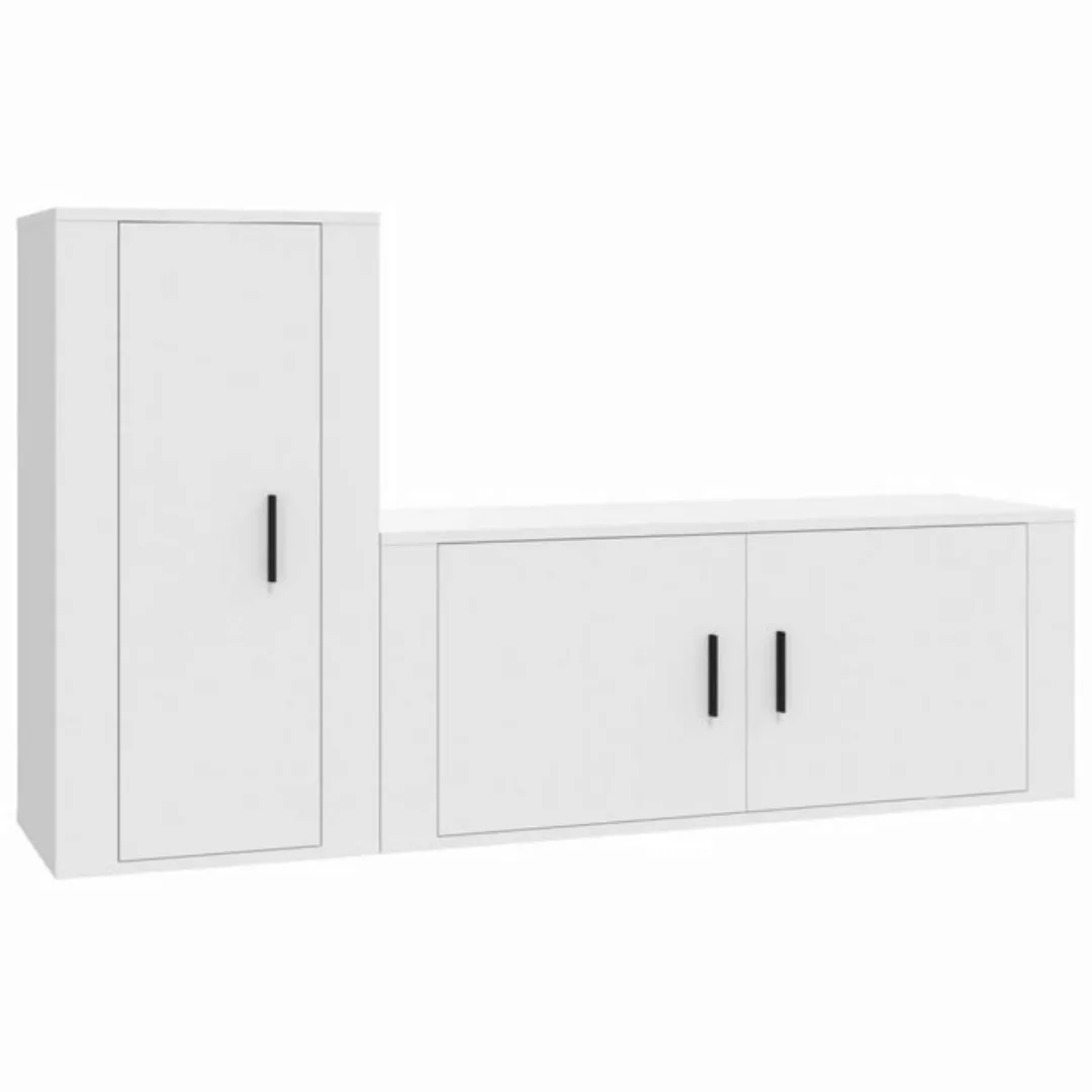 furnicato TV-Schrank 2-tlg. TV-Schrank-Set Weiß Holzwerkstoff (2-St) günstig online kaufen