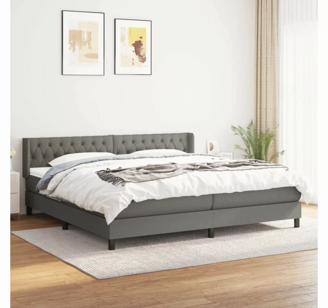 furnicato Bett Boxspringbett mit Matratze Dunkelgrau 200x200 cm Stoff günstig online kaufen