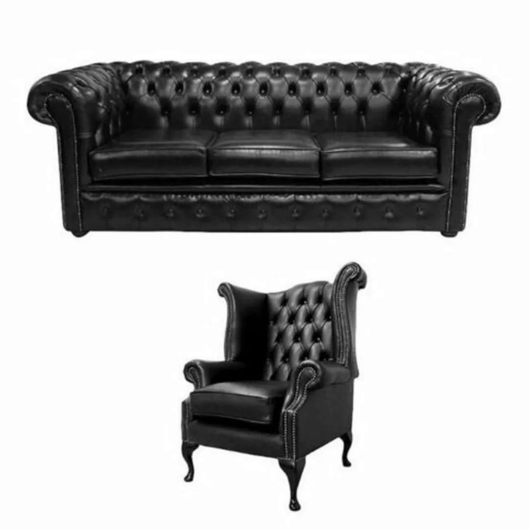 JVmoebel Chesterfield-Sofa, Chesterfield Couch Polster Klassischer Leder Sc günstig online kaufen