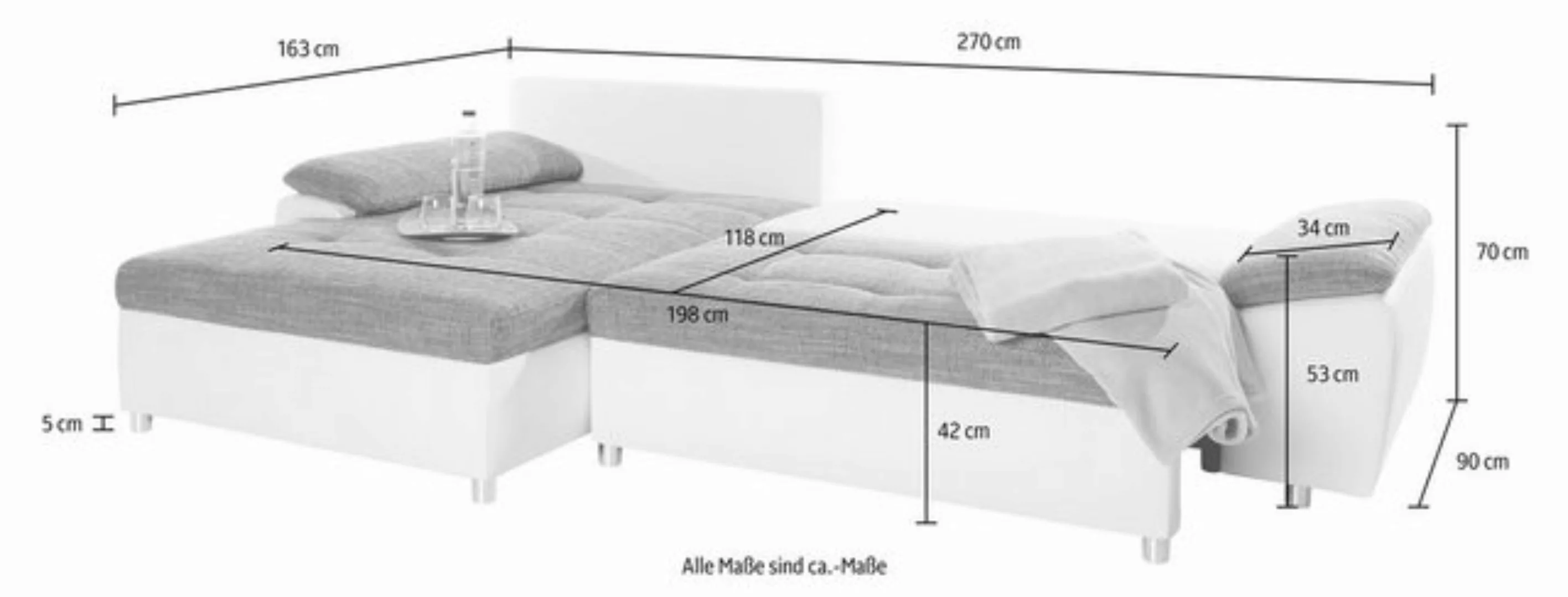 sit&more Ecksofa Labene L-Form, wahlweise mit Bettfunktion und Bettkasten, günstig online kaufen