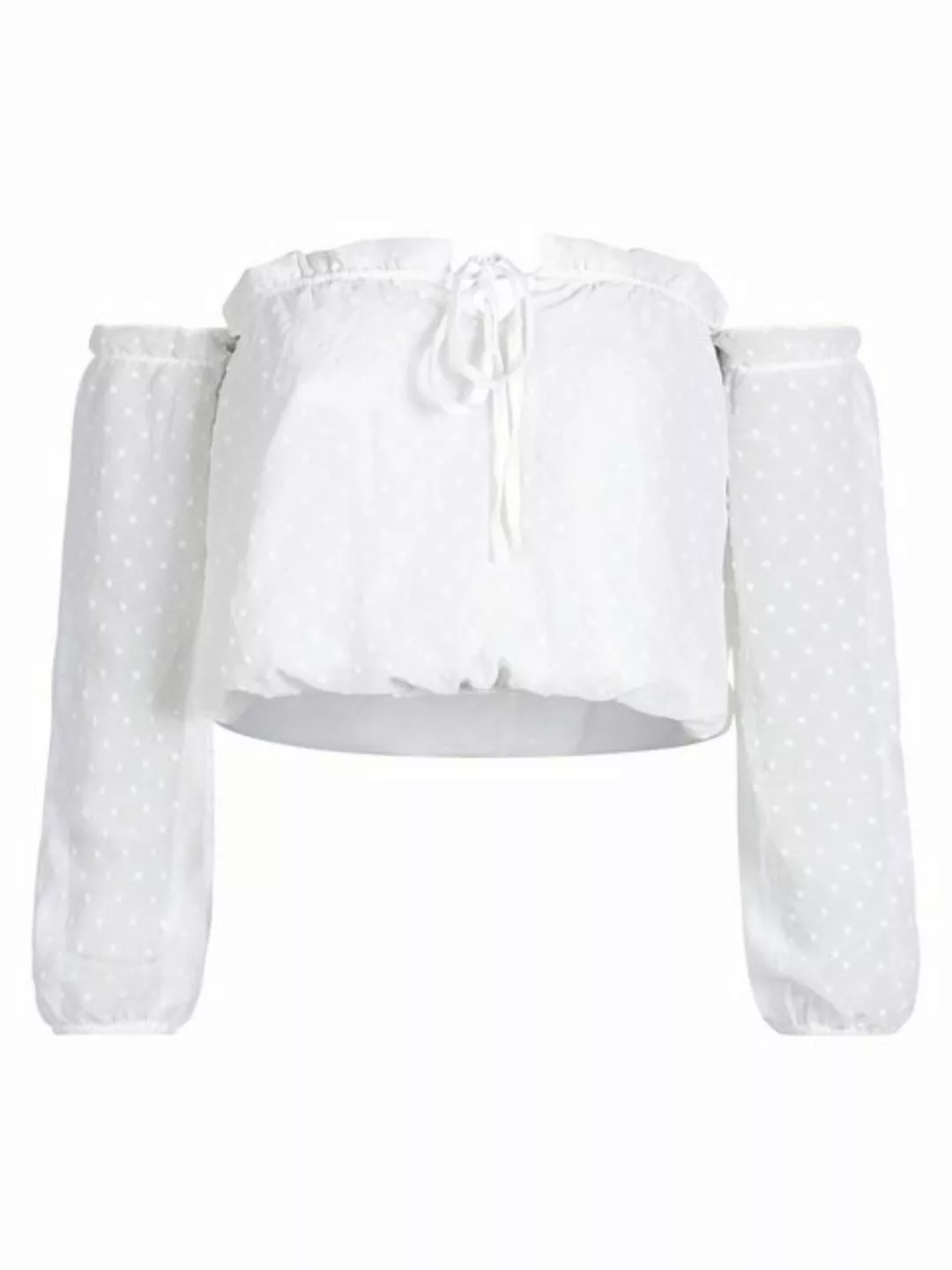 Freshlions Dirndlbluse Schulterfreie Bluse in weiß - S Rüschen, keine Angab günstig online kaufen