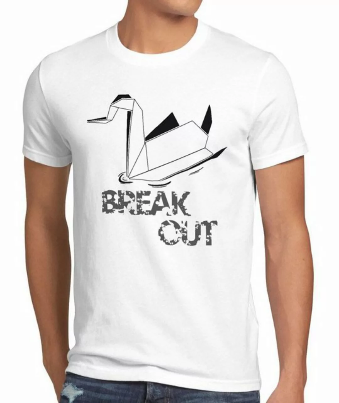 Print-Shirt Herren T-Shirt Swan Break Out Schwan Papier origami prison gefä günstig online kaufen